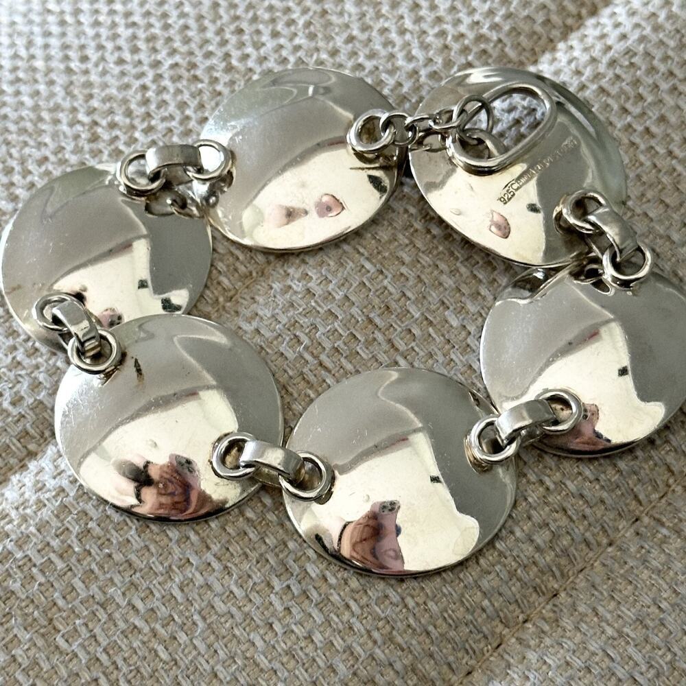 Vintage Robert Lee Morris RLM Studio Modernist Shiny Concave Disc Bracelet 7.5" - Picture 3 of 12